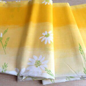 Vintage 70s Vera Neumann Burlington NEW Full Flat Sheet Daisy Ombre Yellow